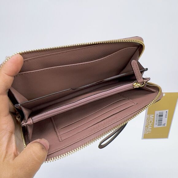 Michael Kors Jet Set Travel Large Coin Phone Case Wallet Wristlet Leather MF NWT - Picture 4 of 9